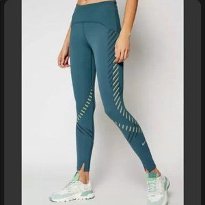 Nike DRI-FIT Women Power Speed Running 7/8 Tights Leggings Teal Green